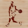 A male basketball player in motion, depicted as a simple vector illustration.