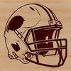 An illustration of a football helmet with the American flag on it, suitable for use in sports-themed designs.