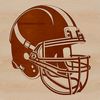 A vector illustration of an American football in various positions on the field.