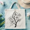 Stylized Sakura Flower Plant Design A stylized vector illustration of a cherry blossom plant with delicate petals.
