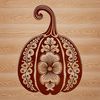 Vibrant Harvest Design A colorful illustration of a squash with intricate floral patterns and ornate details.