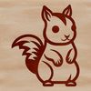 A simple line drawing of a cute squirrel in a playful pose.