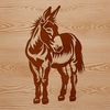 A donkey standing in a natural setting, depicted as a simple vector illustration.