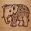 Floral Patterned Pachyderm Illustration A detailed illustration of a standing elephant with intricate floral patterns, suitable for vector art designs.