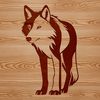 Standing Wolf in Nature A wolf standing in a natural landscape, depicted as a vector illustration.