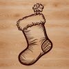 Beautiful Handmade Xmas Stocking Clip Art A festive Christmas stocking design in vector format, ideal for digital crafting and printing.