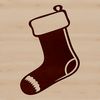 A digital illustration of a Christmas stocking with a modern design style.