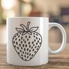 Green and Red Fruit Icon A red strawberry with green leaves and stem, suitable for use in vector designs.