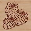 Ripe Strawberry Illustration A high-quality digital illustration of a ripe red strawberry with green leaves.