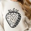 A stylized illustration of a ripe strawberry, suitable for vector graphics and digital design projects.
