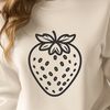 Simple Strawberry SVG Design A simple illustration of a ripe strawberry with green leaves.
