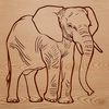 SVG graphic illustration of a standing elephant, ideal for vector design projects.