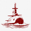 Underwater Navy Vessel A detailed vector illustration of a military submarine underwater.