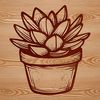Succulent Illustration Vector Art An outline graphic of a cactus-like succulent with textured details.