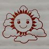 An outline representation of the sun symbol in simple, geometric shapes, ideal for clipart and template use.
