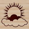 A simple illustration of the sun in the sky with rays.