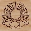 A high-resolution, scalable graphic representation of the sun designed with clean lines.