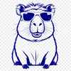 Cute Capybara Character Vector Graphics A cartoon capybara character wearing sunglasses in a vector format.