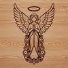 A vector illustration of a winged celestial being with a gentle expression, suitable for various design projects.