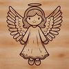A digital illustration of a serene angel with wings, created in vector format.