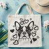 Boston Terrier Illustration with Love Accents A detailed illustration of a Boston Terrier's head with heart-shaped accents.