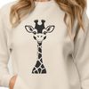 Giraffe Silhouette in Savannah A digital vector illustration of a tall, spotted giraffe standing in a savannah environment.