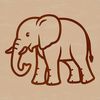 An illustration of a safari animal, depicted as a standing elephant using clean lines.
