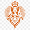 A vector art illustration of an Immaculate Heart motif.