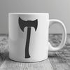 Graphic Axe Design SVG A graphic illustration of a traditional axe with a rounded blade and wooden handle.