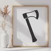 Simple Axe Design A digital illustration of a hand axe with a flat handle and curved blade.