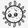 A simple illustration of a single bacterium under a microscope, rendered in vector format.