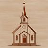 A vector graphic representation of a modern Baptist house of worship featuring a prominent facade.