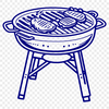 BBQ Grill Illustration A 2D vector illustration of a charcoal grill with a cooking rack.