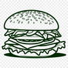 Free SVG Cheeseburger Design A stylized illustration of a classic hamburger featuring a beef patty, cheese, lettuce, tomato, and bun.