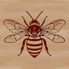 A detailed illustration of a honey bee in mid-air, suitable for digital craft projects.