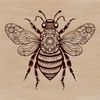A colorful illustration of a bee with a vector design style.
