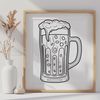 A frothy beer glass illustration A graphic illustration of a beer glass filled with frothy liquid.