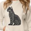 Beautiful Feline Sitting Portrait A realistic illustration of a wild ocelot in a sitting position, suitable for various design applications.