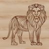 Detailed Standing Lion Design A majestic standing lion with golden fur, depicted in a detailed vector design.