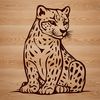 Wildcat Illustration in a Seated Position An illustration of a big cat, specifically an ocelot, in a seated position.