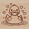 Stylized Duck with Hearts An SVG vector design featuring a stylized duck accompanied by heart symbols.