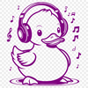 Quacking Cool Duck Design A stylized illustration of a duck with headphones on its head.