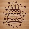 Colorful Birthday Treat with Love A colorful birthday cake with love hearts designed in vector art.