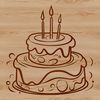 Layered Birthday Treat Vector Art A vector design of a traditional birthday cake with layered tiers and festive decorations.