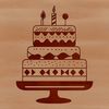 Colorful Cake Design SVG Art A colorful illustration of a layered birthday cake with candles lit.
