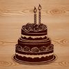 Free Vector Birthday Dessert Design A digital illustration of a colorful birthday cake with candles on top, suitable for vector design projects.