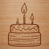 Layered Cake Design with Candles A colorful illustration of a layered birthday cake with candles and decorations.