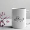 Vessel Illustration A detailed illustration of a boat with bold lines and shapes, suitable for vector design projects.