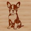 Vector Dog Clip Art A sitting Boston Terrier depicted in vector format, ideal for digital use.