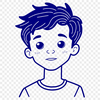 Young Boy Illustration in Various Poses A simple illustration of a young boy in various poses and activities, designed as a vector graphic.